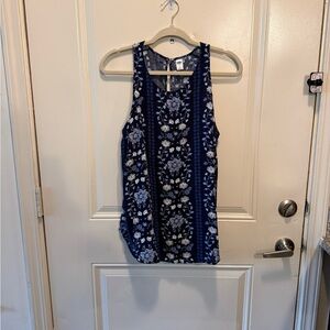 Old Navy Floral Tank Top - Navy and White